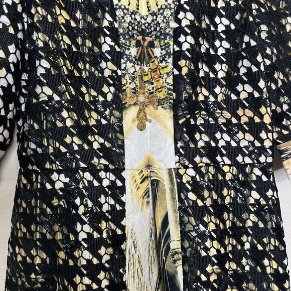 Caizih Juang Roman City Black Sequin Houndstooth Lace Jewel Print Dress 13 - Picture 5 of 12